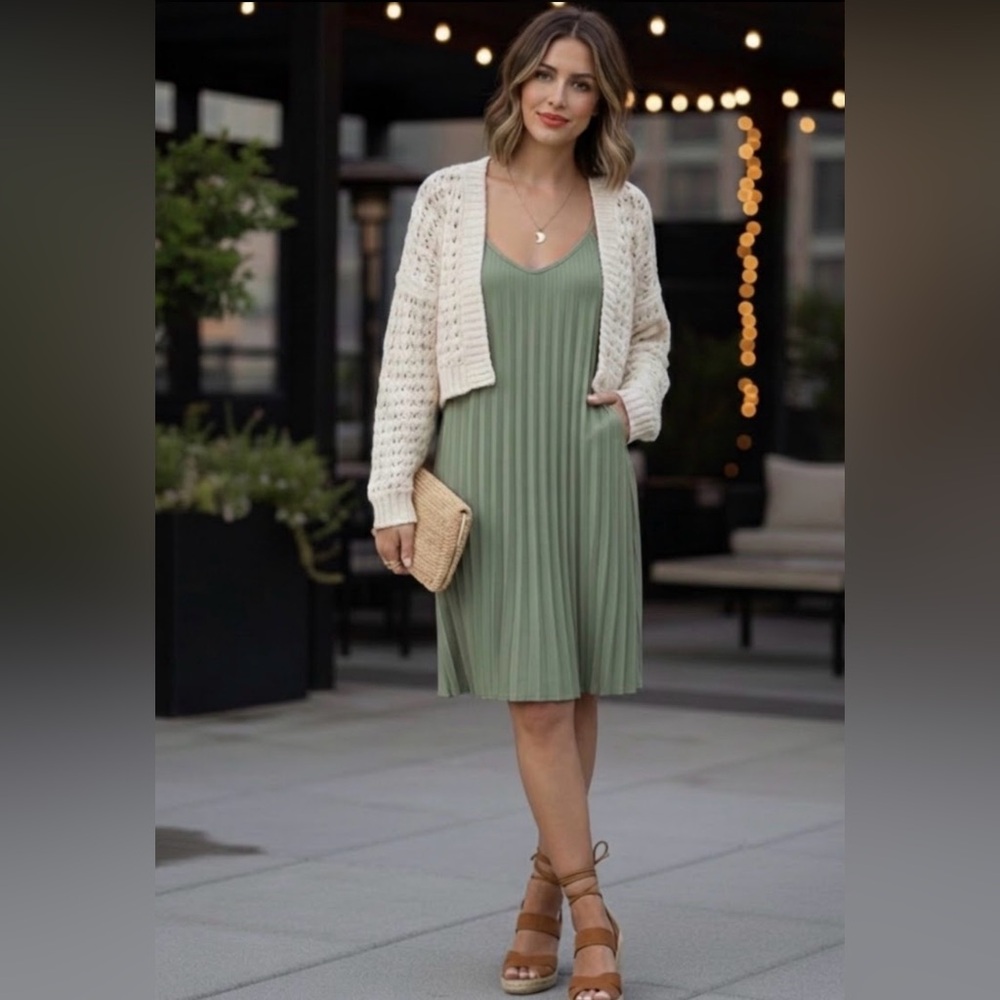 NWT- Dress- See You Monday Green Pleated Dress